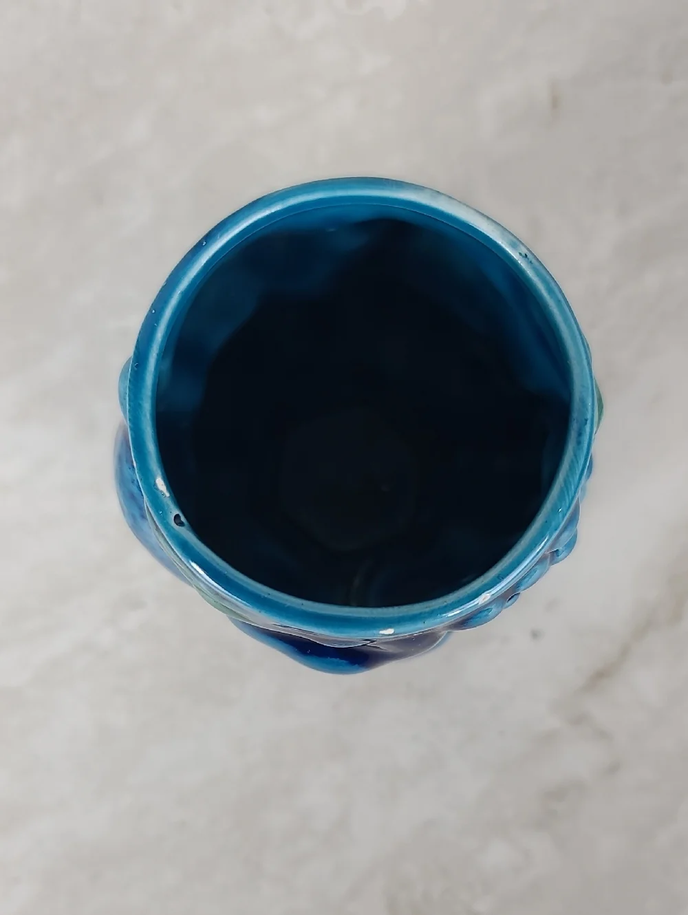 Vtg Inarco Mood Indigo Blue Glazed Fruit Mug Inarco Japan Blue Ceramic Cup Vase - Picture 5 of 14